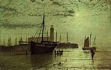 John Atkinson Grimshaw The Lighthouse at Scarborough painting